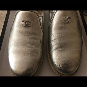 Chanel  Silver moccasins/loafer/espadrilles